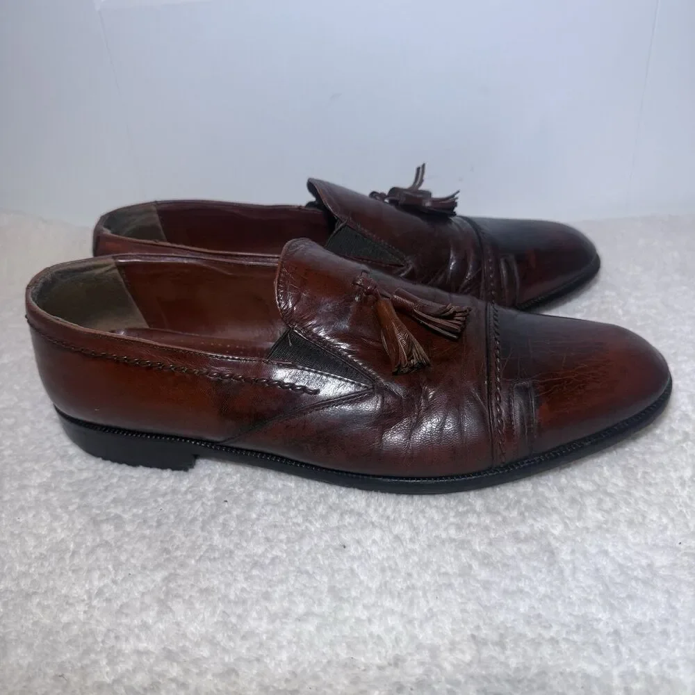 Men's Vintage FLORSHEIM Barletta Dress Shoes Brown Loafer Slip On Size 11D